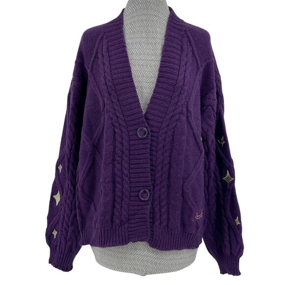 Taylor Swift Speak Now Cardigan Royal Purple Embroidered Stars Size XS / SM - Picture 1 of 8